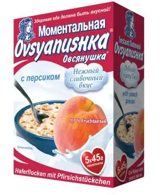 Ovsyanushka Instant Haferflocken mit Pfirsichstückchen 225 g