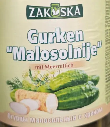Zakuska Eingelegte Gurken mit Meerrettich 870 g
