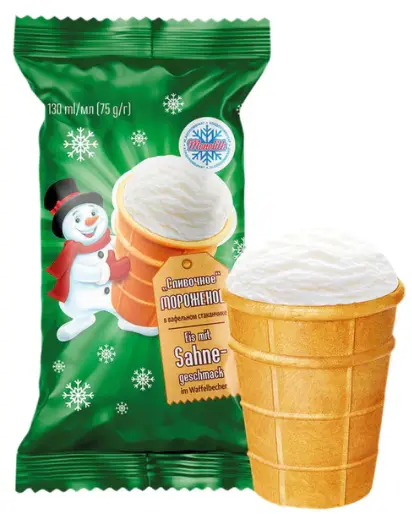 Monolith Cream Ice Cream in Waffle Cup 75 g
