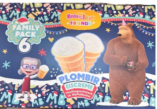 Masha und der Bär Friends Plombir Eis im Waffelbecher 6 x 120 ml