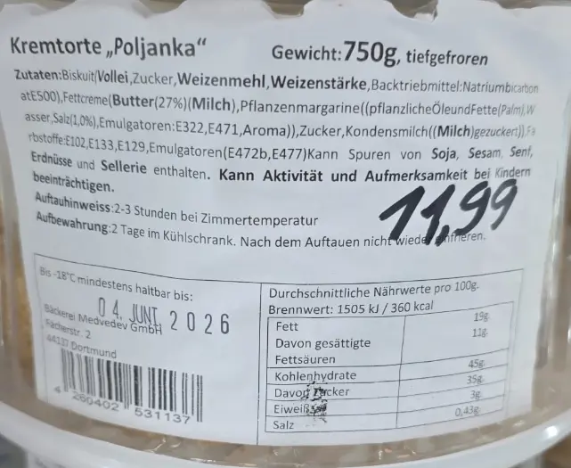 Cream Cake Poljanka 750 g