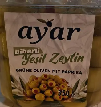 Ayar Grüne Oliven mit Paprika 350 g