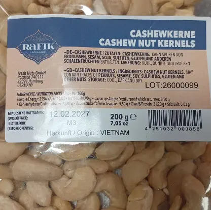Rafik Cashew Kernels 200 g