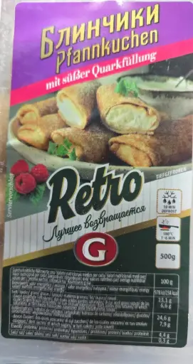 [GSAL102011052] Retro Blinchiki Pfannkuchen mit süßer Quarkfüllung 500 g