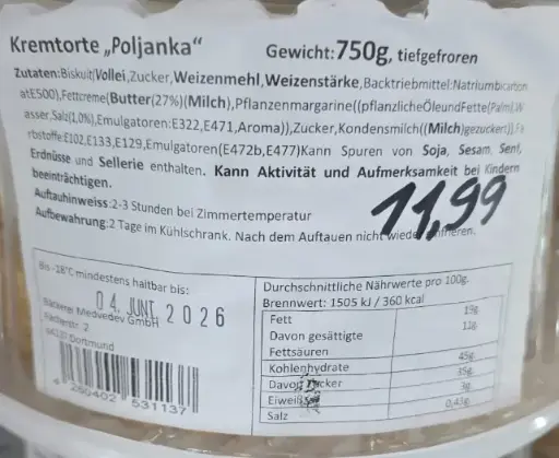 [GSAL102010038] Sahnetorte Poljanka 750 g