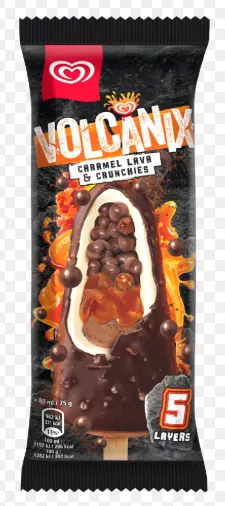 [GSAL102015245] Langnese Volcanix Caramel Lava & Crunchies Ice Cream 80 ml
